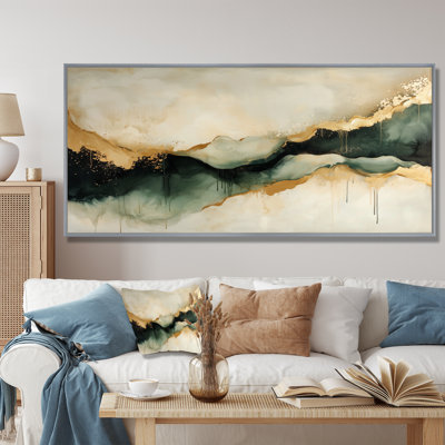 Abstract Liquid Ink Divide Fight Of Emerald III - Abstract Liquid ink Wall Art