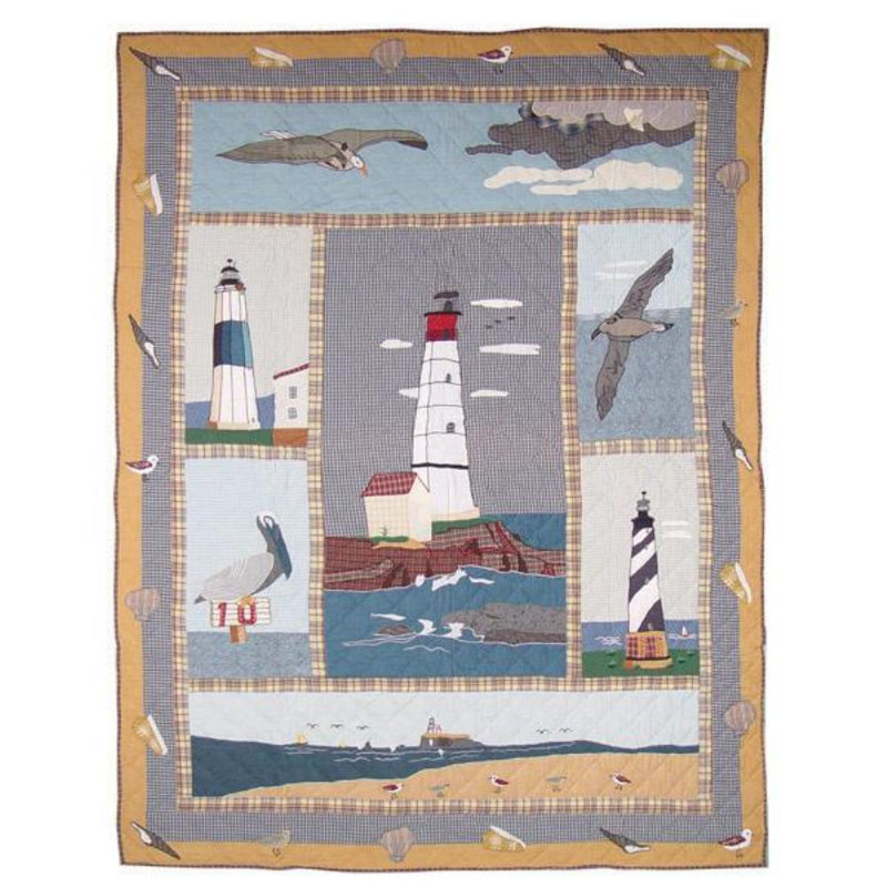 Lighthouse By Bay Quilted Throw Blanket