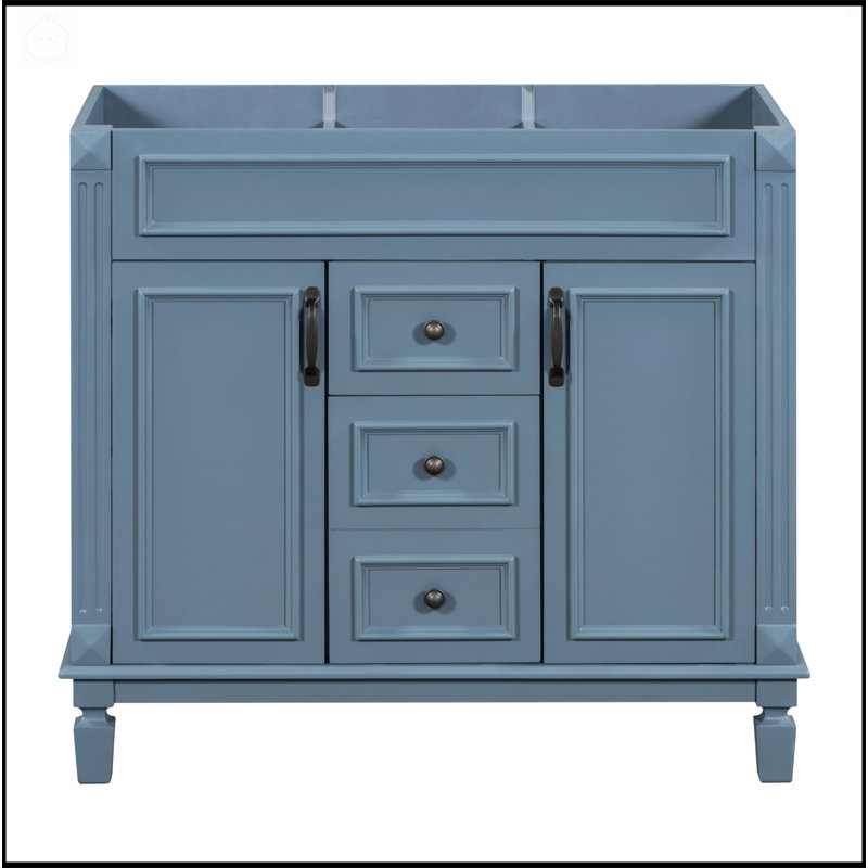 Armoire de meuble-lavabo moderne de 36 pouces avec 2 portes à fermeture douce et 2 tiroirs sans lavabo supérieur, solution de rangement durable et élégante