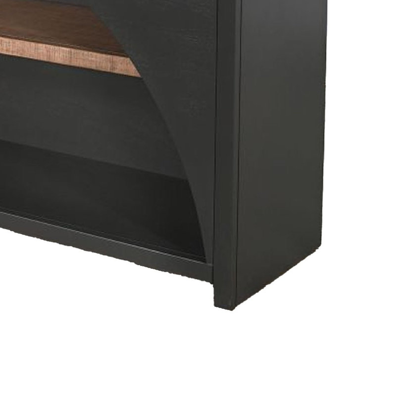 Jenne Server With Arched Cutout, Middle Shelves, Black Mahogany Wood