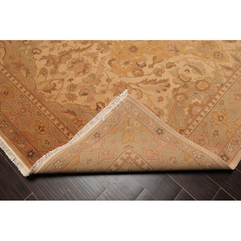 Tapis brun en laine noué à la main de conception unique 7 pi 9 po x 9 pi 9 po Helmscott