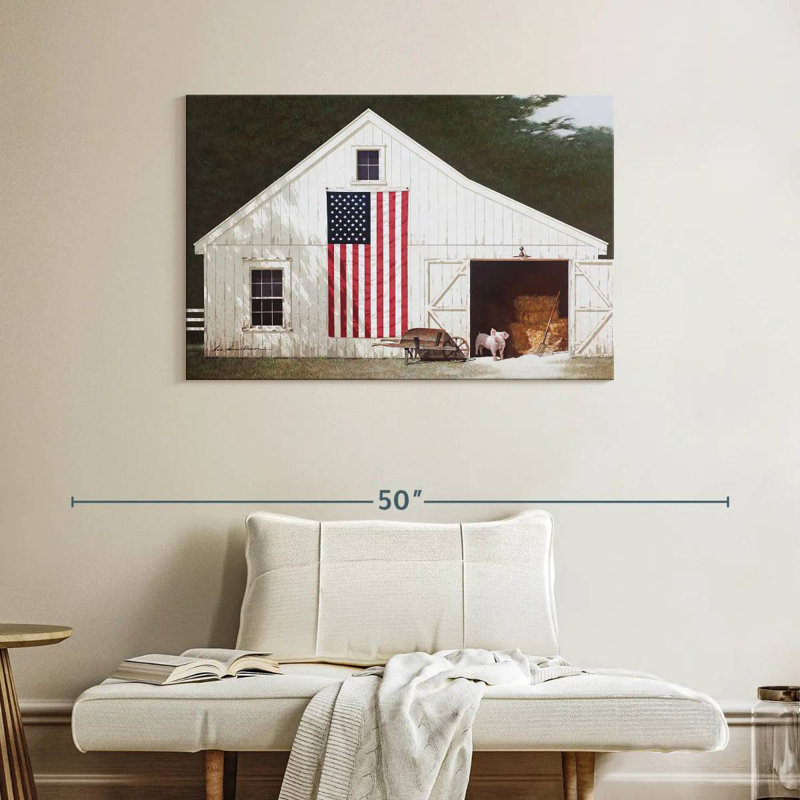 Lilie Barn With Piglet, 26" H x 39" W