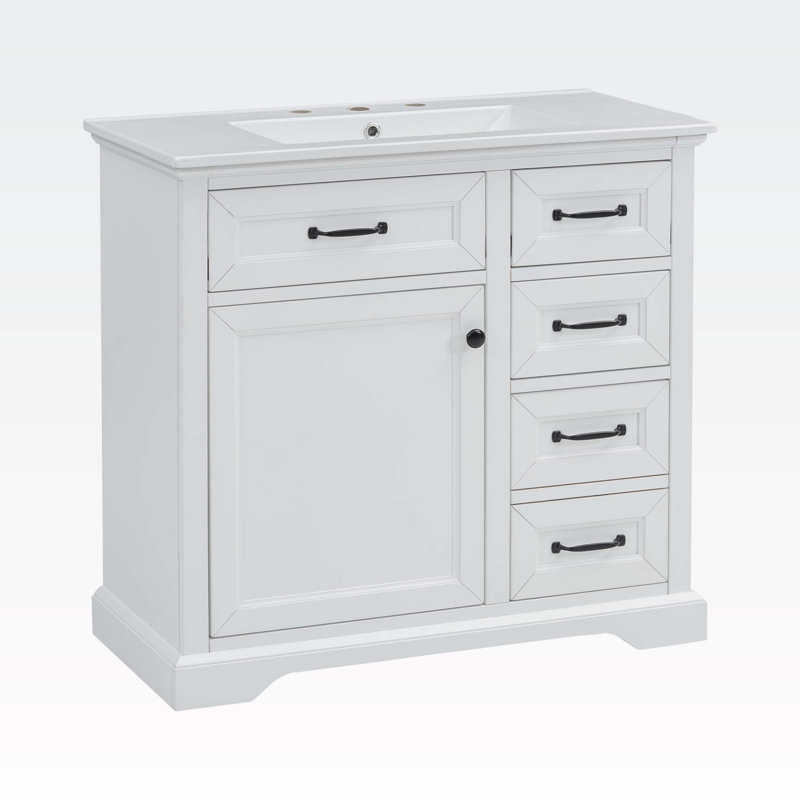 36" Bathroom Vanity with Sink, White