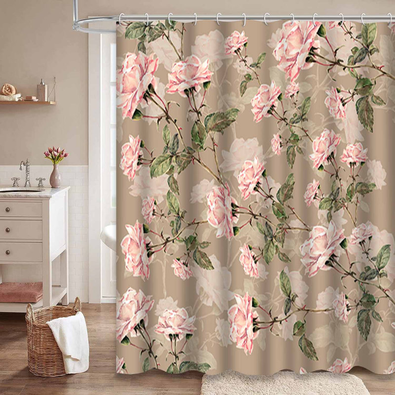 Rideau de douche rétro avec 12 crochets, L 72 po x l 84 po