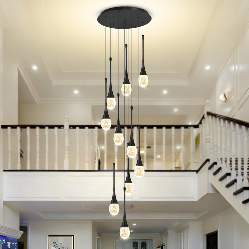 10-lights Black Large K9 Crystal Chandeliers For High Ceiling