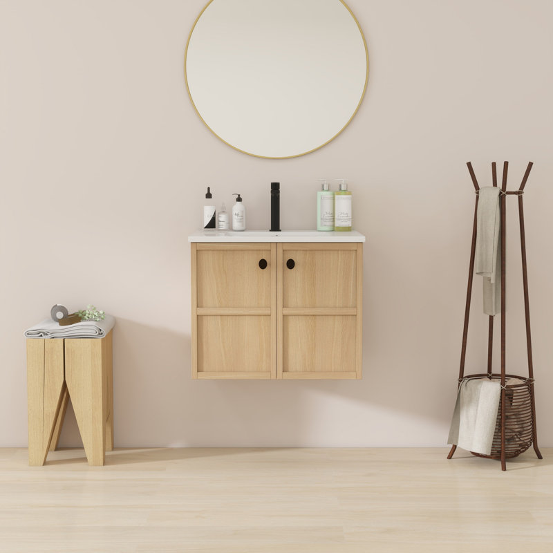 Meuble-lavabo mural avec lavabo en céramique, 24"