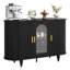 Meuble-bar avec rangement, console de bar à porte coulissante pour bouteilles et verres à vin, design compact - Noir-1057537086