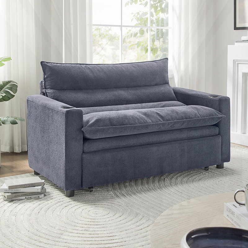 Lit escamotable 3 en 1 multifonctionnel en velours, Gris
