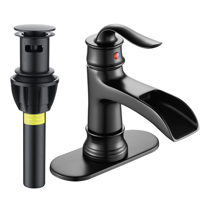 Single-Hole Single-handle Bathroom Faucet with Drain Assembly, Black