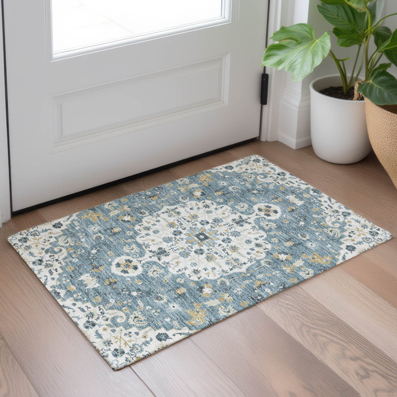 Machine Washable Indoor/Outdoor Chantille ACN2463 Traditional Rug, 1'8" x 2'6", Ivory