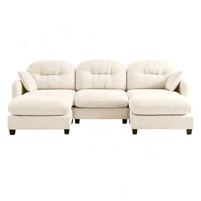 Modular Sectional U Shaped Couch With Ottoman, Premium Chenille Fabric,With 2 Throw Pillows, High-Density Foam  Tufted Cushion Backrest Design,