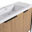 Meuble-lavabo autoportant avec lavabo en résine double et portes d'armoire à fermeture en douceur-341407718