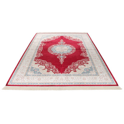 7x10 Red and Ivory Turkish Antep Rug