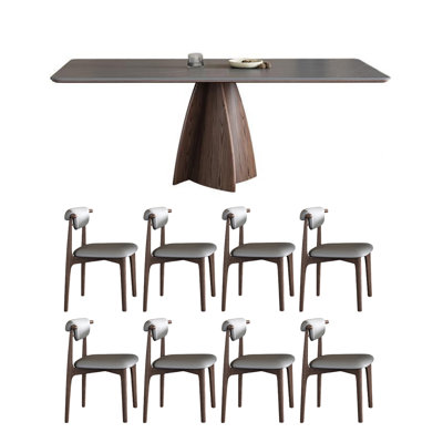 Ensemble de table de salle à manger en bois de frêne ardoise mat couleur noyer