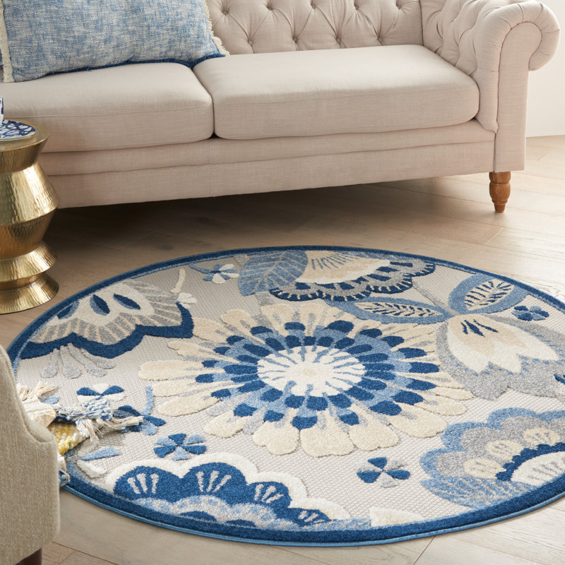 Adamo Floral Indoor / Outdoor Rug, Round 4'