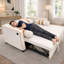 Modern Beige 2 Seater Sleeper Bed With Charging, 3 - Position , Elastic Armrest, For Relaxed Home Guest Rooms, 68.5" Wide Convertible Small Apartment
