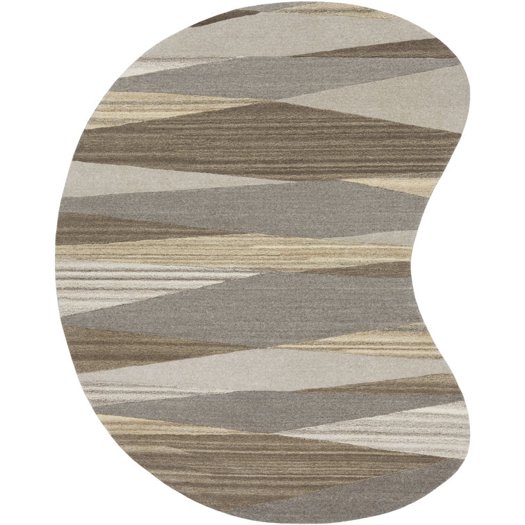 Ayeln Abstract Hand-Tufted Wool Dark Brown/Beige/Gray Rug