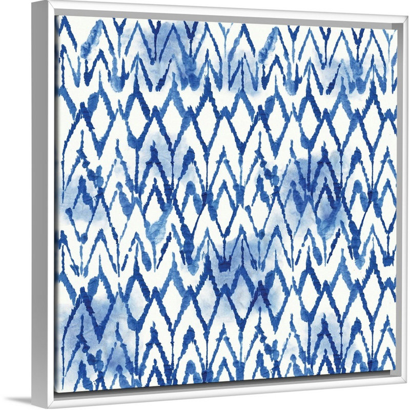 Ornement indigo clair par Aimee Wilson-reproduction d’art sur toile, Cadre blanc, H 14 po x l 14 po x P 1,75 po