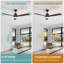 Grand ventilateur de plafond moderne à 3 pales en bois massif de 60 po avec lumières Kemp-858065620