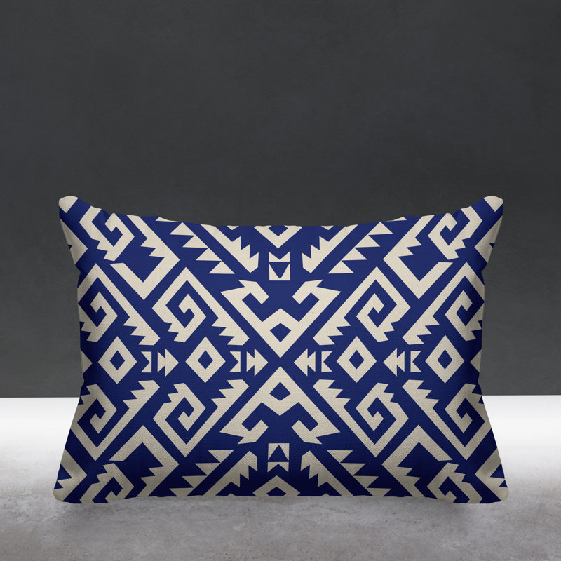 Coussin intérieur / extérieur Chitto Southwestern, Bleu marine