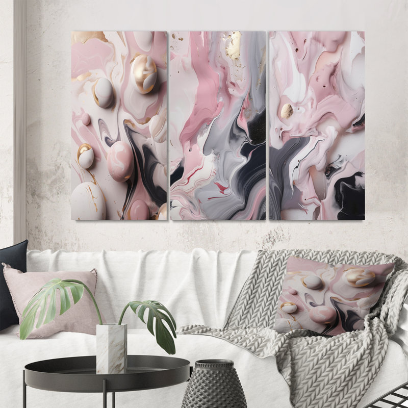 3 pièces sur toile - Marbre uni, H 40 po x l 60 po, Toile tendue