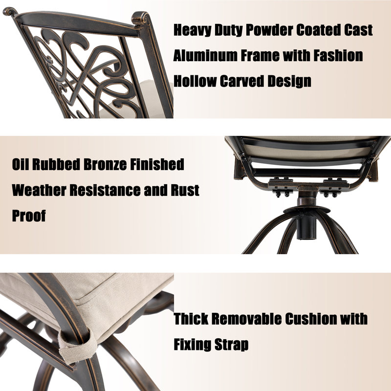6 - Person Patio Dining Set with Rectangular Table , Cushions Included, Beige