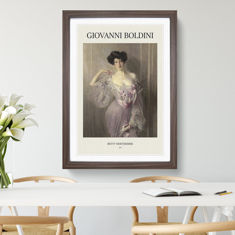 Portrait of Betty Wertheimer Print by Giovanni Boldini - Picture Frame Painting, 65cm H x 48cm W x 2cm D, Walnut Framed