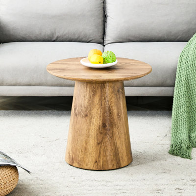 Table basse ronde de 19,6 po de diamètre, grain de bois naturel, hauteur de 18,8 po, diamètre de glissement, grain, texture délicate, assemblage rapide