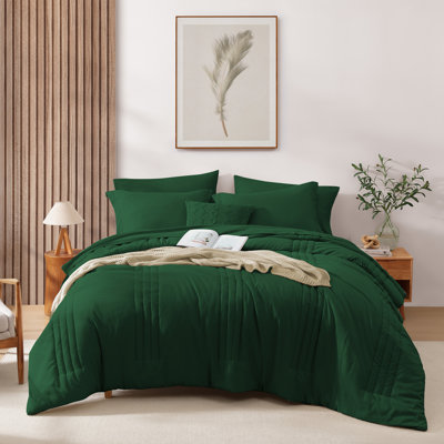 Ensemble d'édredon grand lit 7 pièces Monbix Ensemble de literie réversible toutes saisons avec édredon, draps, taies d'oreiller et taies décoratives