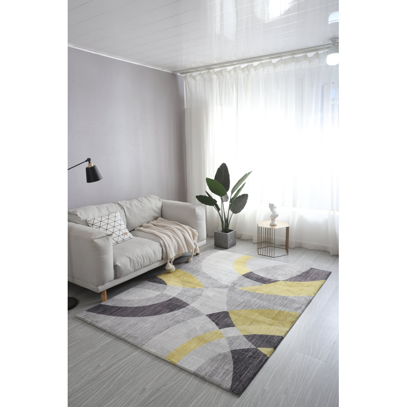 Tapis décoratif jaune Touffeté à la main ardley