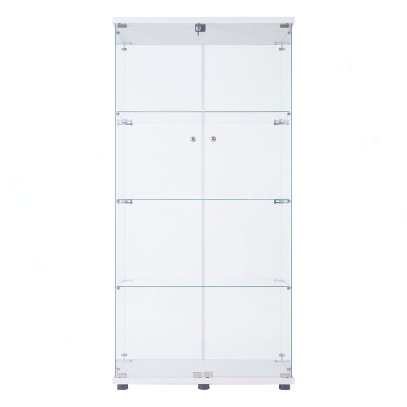 Armoire vitrée à 2 portes avec 4 lumières DEL, Blanc