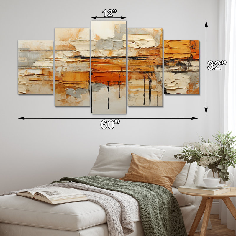 Orange Impressions III - 5 pièces sur toile tendue