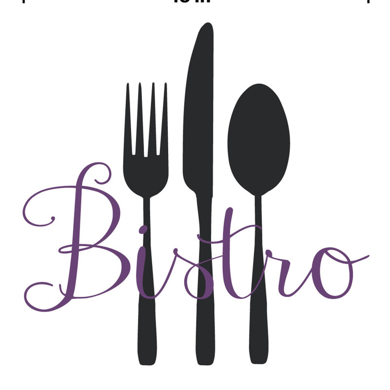 Décalcomanie murale bistro, Noir / Mauve, H 48 po x l 48 po x P 0,01 po