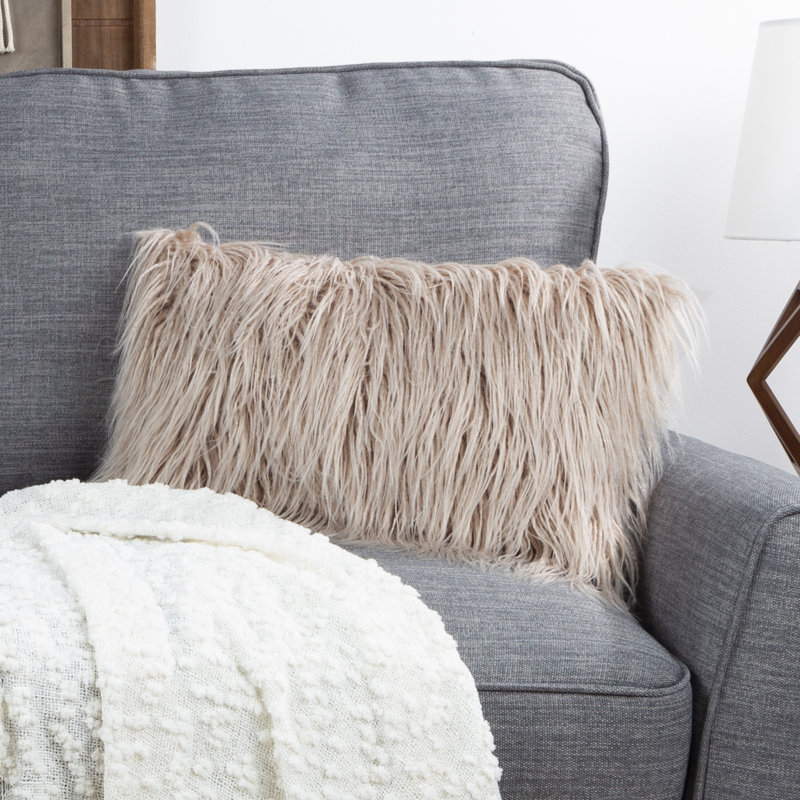  12 x 20-Inch Plush Lumbar Pillow - Luxury Accent Pillow Insert and Glam Cover Set, Coffee