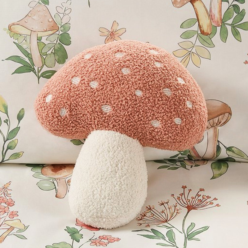 Édredon double / grand, imprimé champignon fantaisiste et motif de fleurs, lavable à la machine