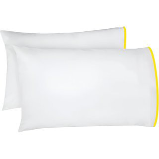 400TC Embroidery Cotton Sateen 4 Piece Sheet Set Fitted Sheet Fits Upto 16" Deep Pocket, Queen Sheet Set, Yellow Border