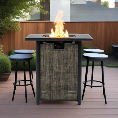 Foyer de table au gaz propane 28 ", foyer carré en acier de 50000 BTU pour terrasse de jardin noir