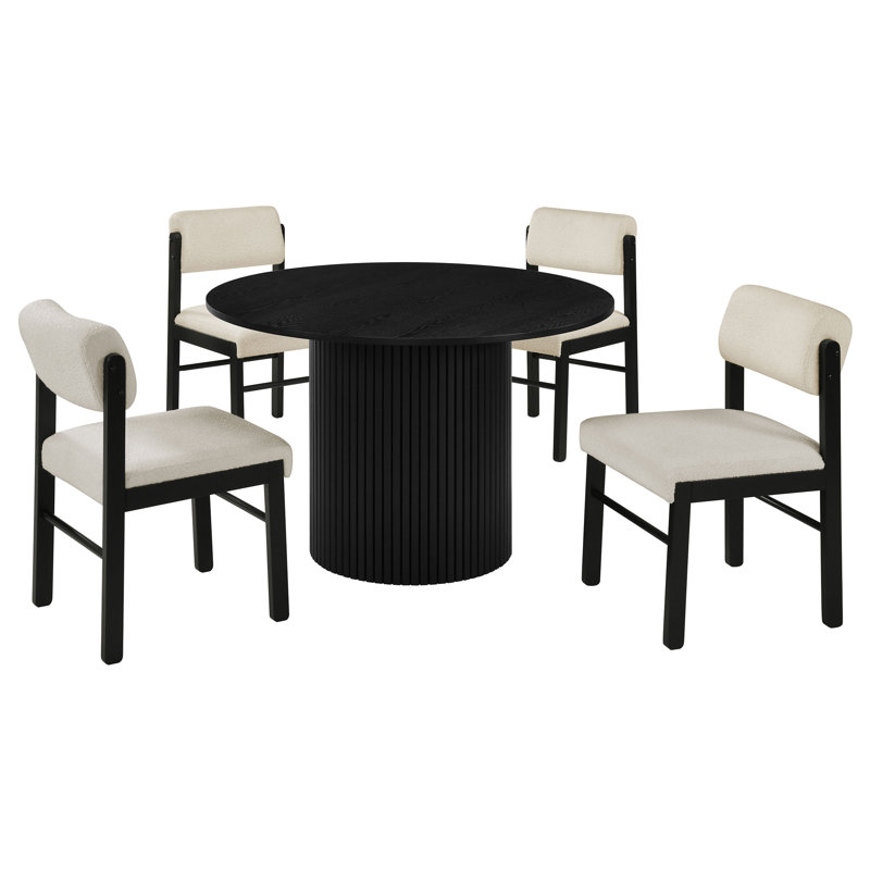 Ensemble de salle à manger 5 pièces Vinga, Black, Cream/Black