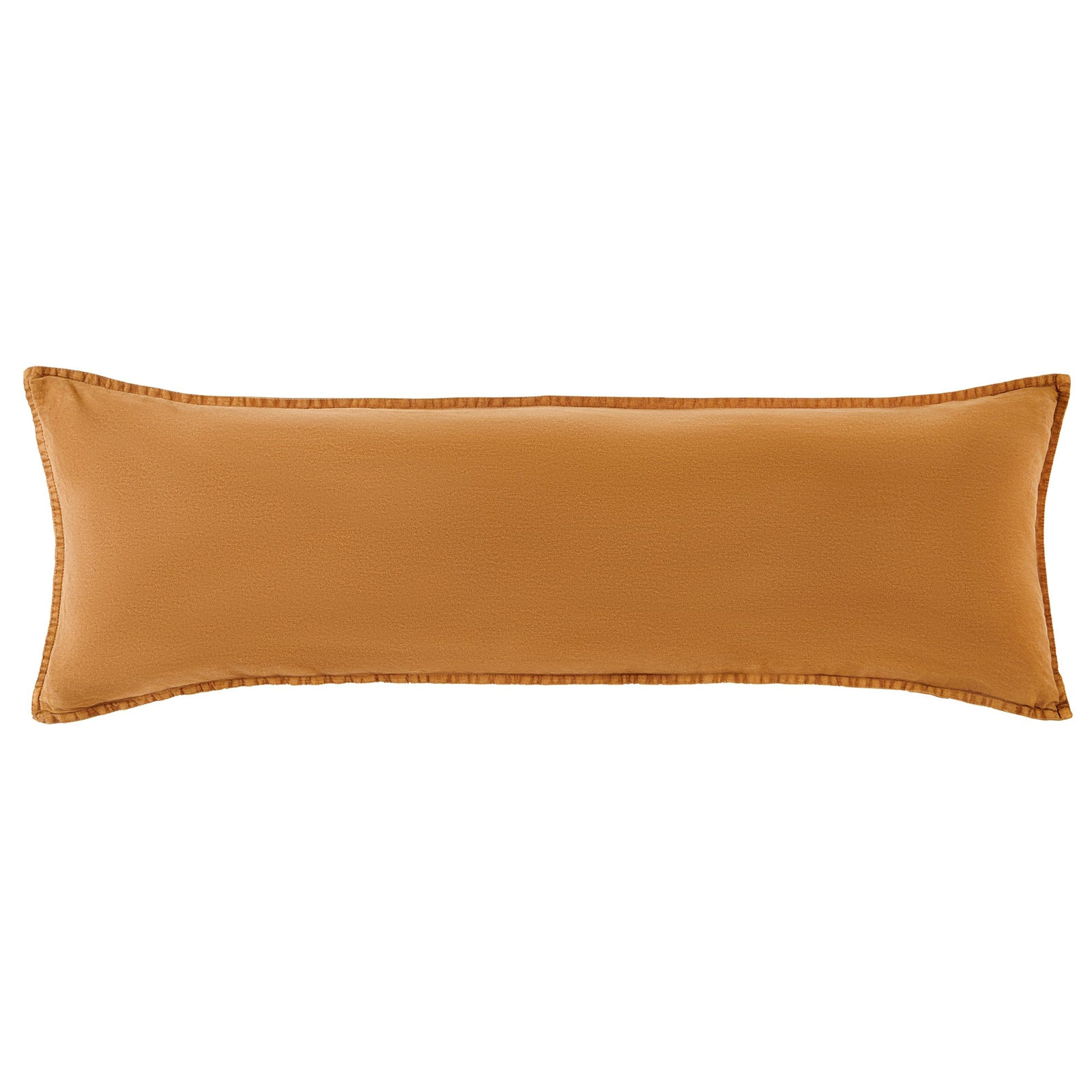 Stonewashed Cotton Canvas Solid Color Classic Chic Modern Rustic 14x42 Long Lumbar Pillow, Terracotta