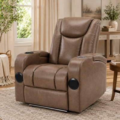 1 Pack Electric Power Recliner Sofa Featuring Adjustable Split Back, USB Charging Station, Bluetooth Speakers & LED Lighting, Multi-Functional Living Room Sofa