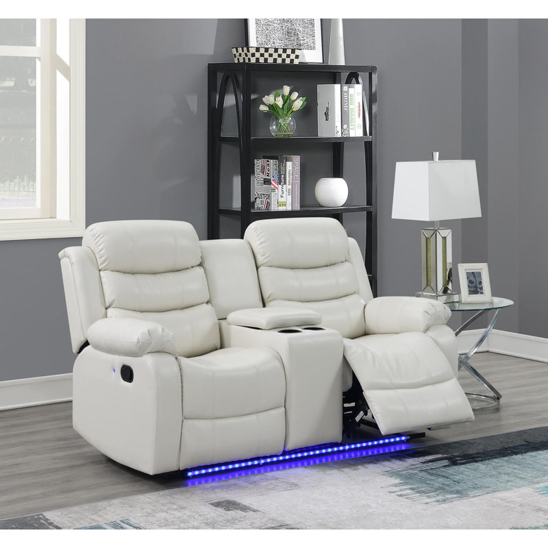 Upholstered Home Theater Seating with Cup Holder