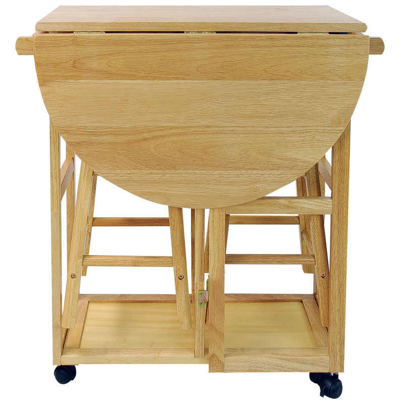 Wimborne Solid Wood Kitchen Island Set, Natural
