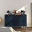 Armoire de rangement autoportante à 7 tiroirs bleu + fer avec pieds réglables et un look moderne, pour l'organisation à la maison