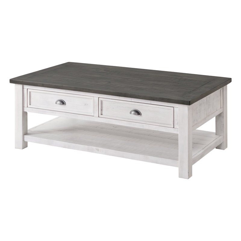 Holliman Solid Wood Single Coffee Table, White/Gray