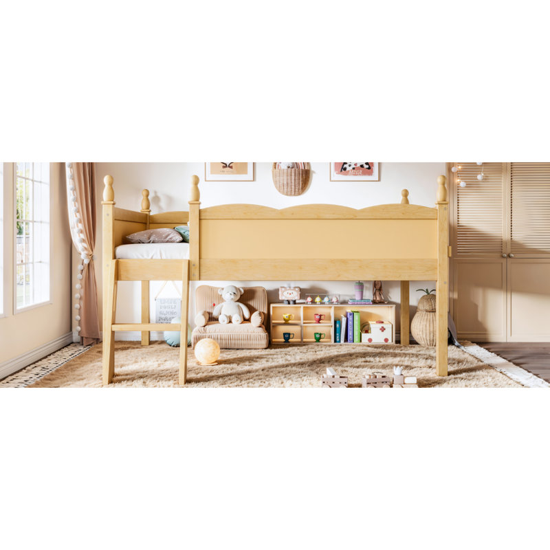 Lit mezzanine simple sécuritaire avec rangement, chambre d'enfant moderne en bois aggloméré