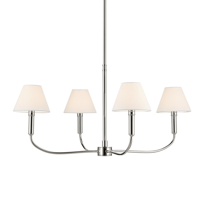 Updated Traditional Arm Chandelier, 15" H x 30.75" W x 30.75" D, Polished Nickel, 4