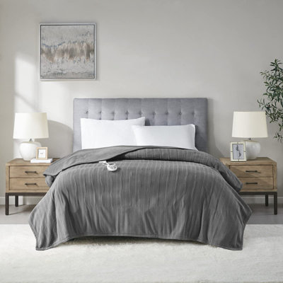 Ribbed Micro Fleece Heated Blanket