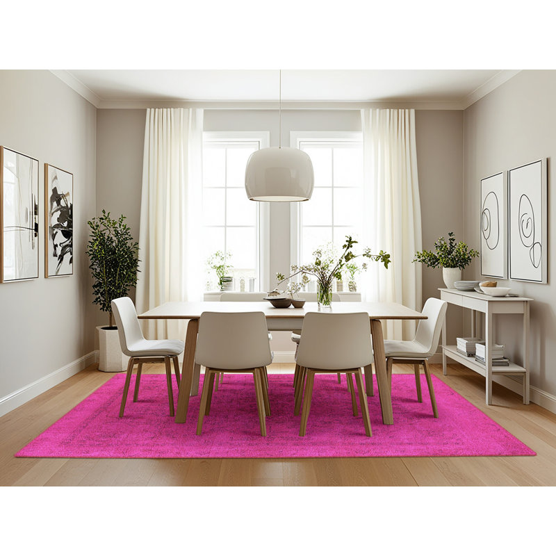 Tapis rose Mid-Century moderne 2250, Rectangle 7 pi x 10 pi