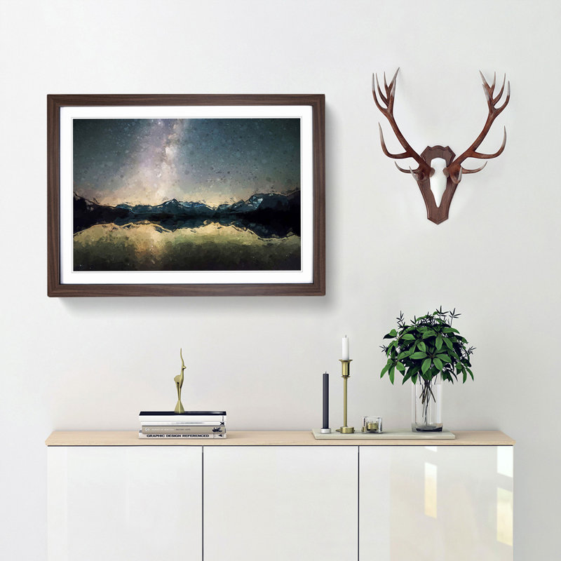 Starry Night Blue and Yellow in Abstract - Framed Print, Walnut Framed, 27cm H x 36cm W x 2cm D
