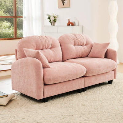 Chenille rose haut de gamme modulaire avec une conception ergonomique, une base en bois de qualité et diverses formes de combinaison pour la vie à la maison Élégant dans le matériau, installation facile